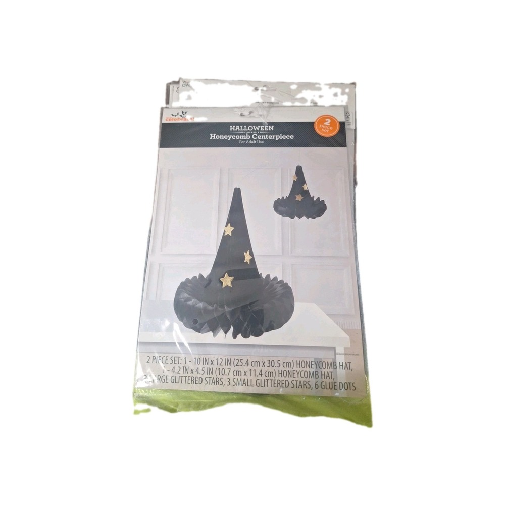 lot Of 7 Way To Celebrate Halloween Honeycomb Witch Hat Centerpiece Decor New